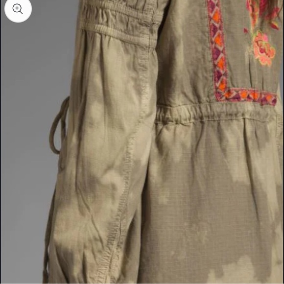 Free people festival Embroidered Olive Green Jacket anorak tie dye military - Picture 3 of 11